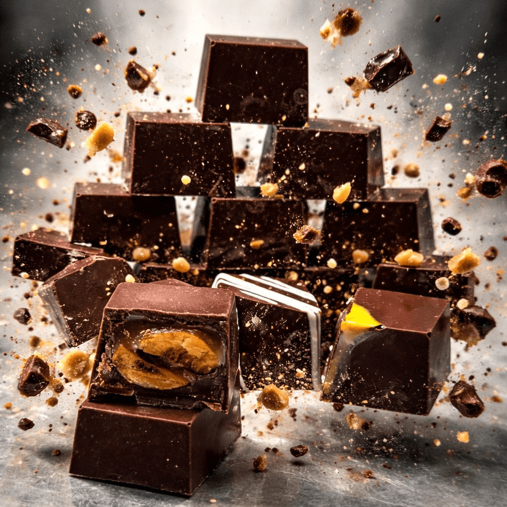 Cuburi Regale cu Nucă Pecan și Caramel Lichid
